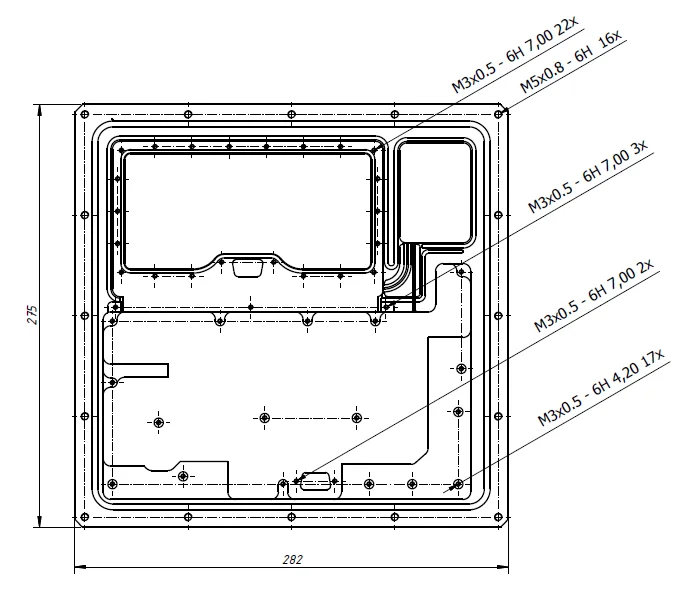 Teknisk tegning 282x275mm dimensioner