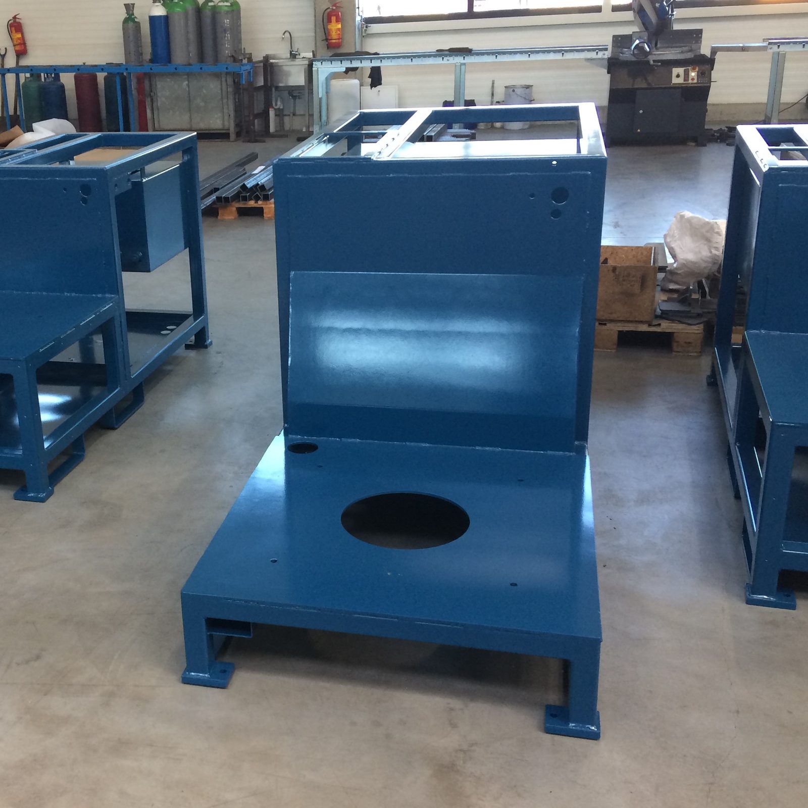 Blue painted industrial enclosures
